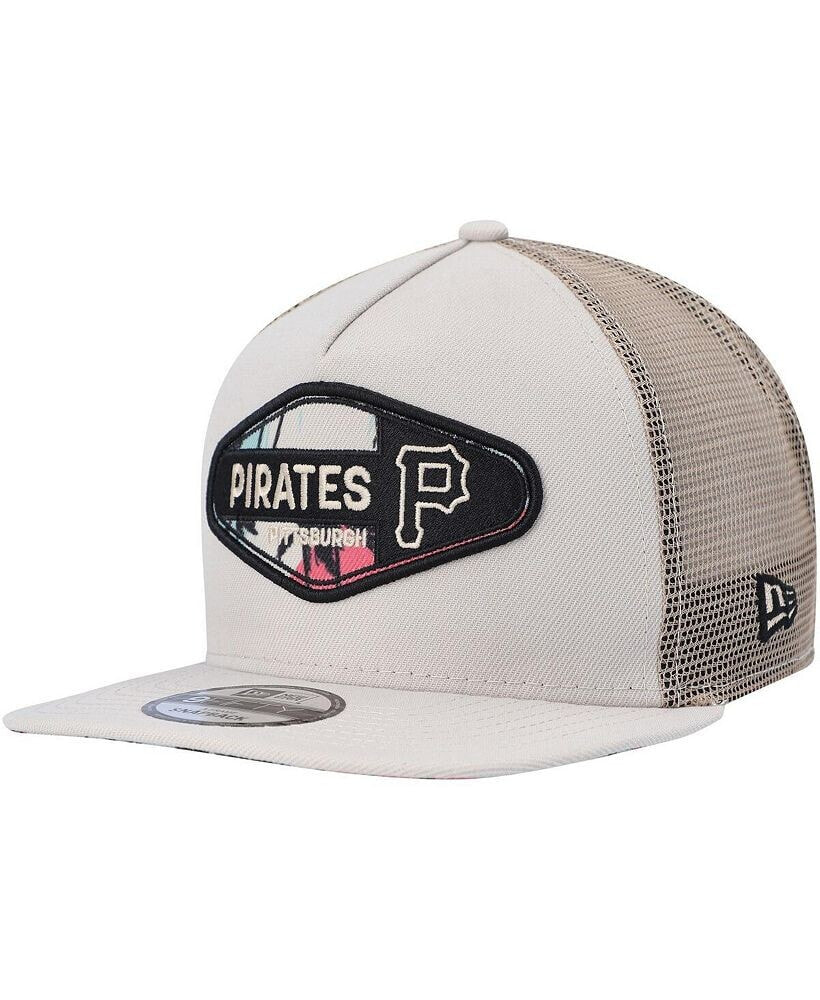 Men's Natural Pittsburgh Pirates Retro Beachin' Patch A-Frame Trucker 9FIFTY Snapback Hat