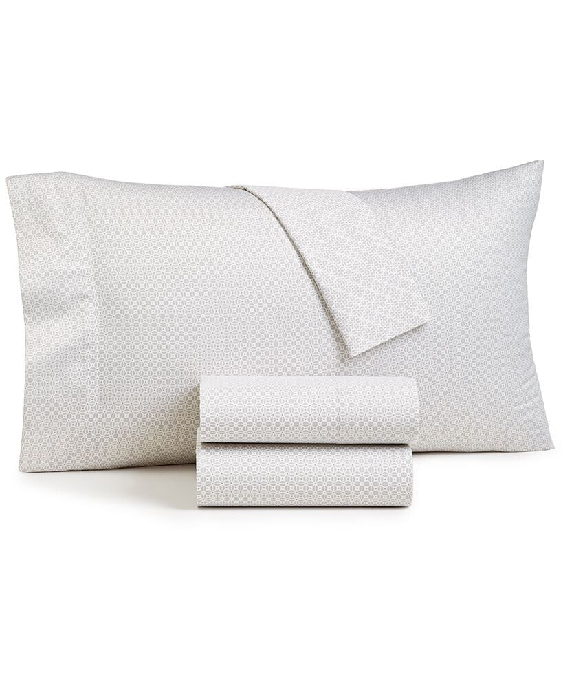 Charter Club 550 Thread Count Printed Cotton 4-Pc. Sheet Set, Queen, Created for Macy's