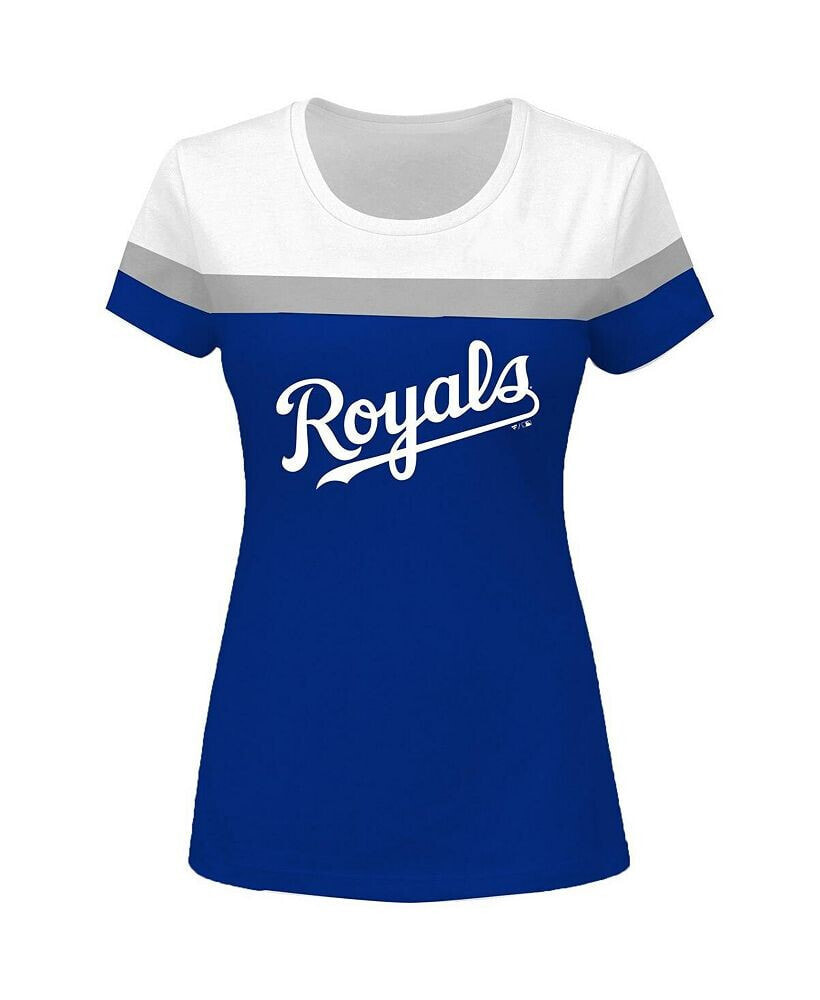 Women's White and Royal Kansas City Royals Plus Size Colorblock T-shirt