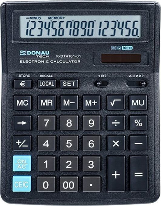 Kalkulator Donau Kalkulator biurowy DONAU TECH, 16-cyfr. wyświetlacz, wym. 199x153x31 mm, czarny
