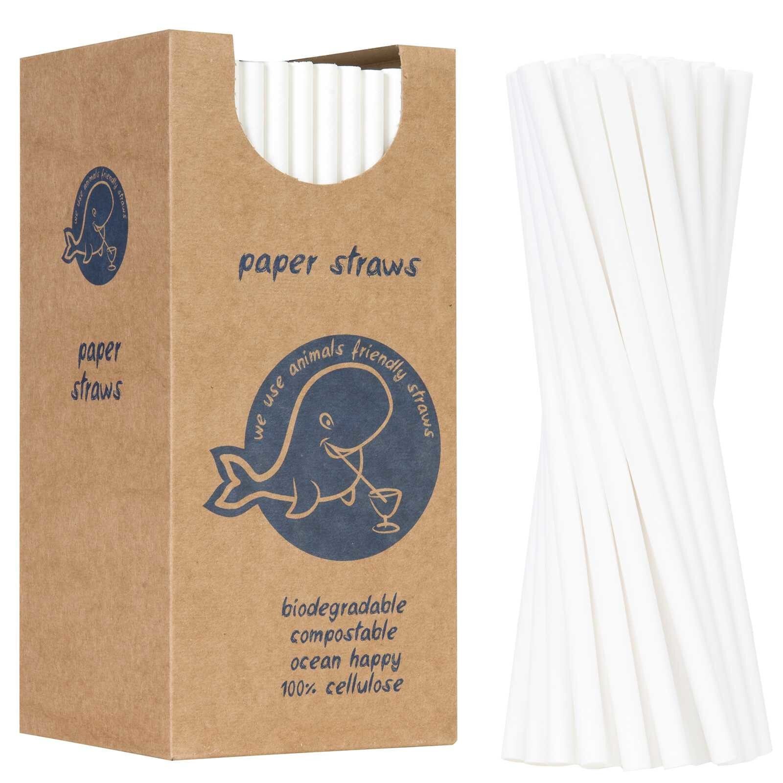 Paper straws BIO ecological PAPER STRAWS thick 8 / 205mm - white 160 pcs.