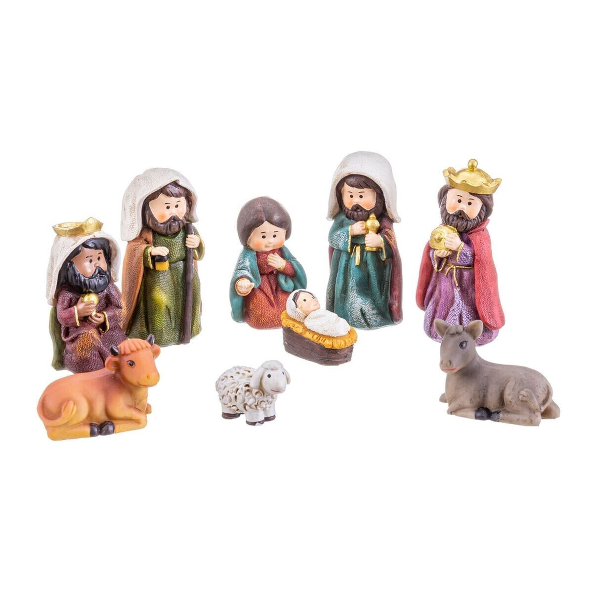 Christmas bauble Nativity/Bethlehem Multicolour Polyresin 9 cm (9 Pieces)