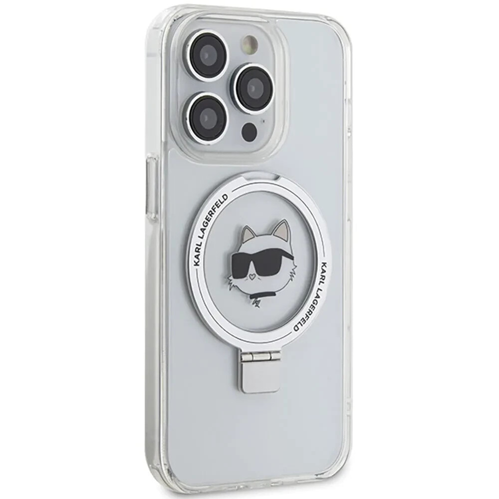 KARL LAGERFELD Klhmp15Lhmrschh iPhone 15 Pro 6.1 Biały Ring Stand Choupette Head phone case