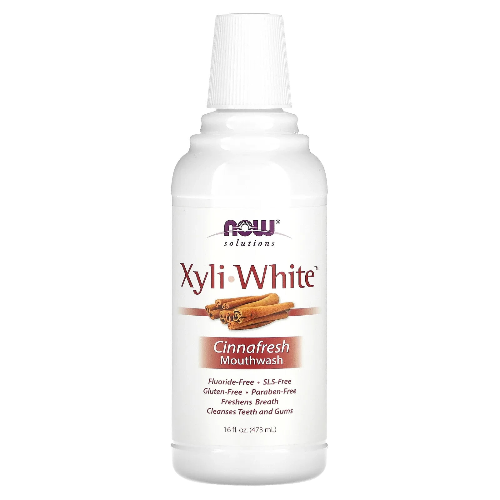 Now Foods, Solutions, жидкость для полоскания рта Xyli-White, без фтора, нима и чайного дерева со вкусом мяты, 473 мл (16 жидк. Унций)
