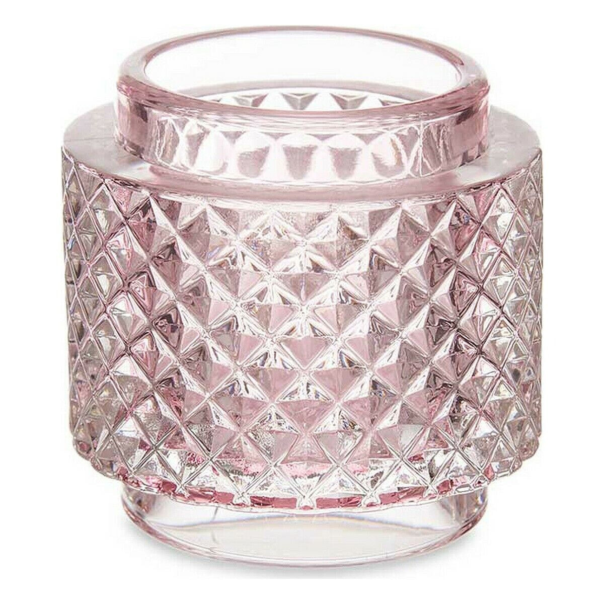 Candleholder 9 x 8,8 x 9 cm Pink Glass