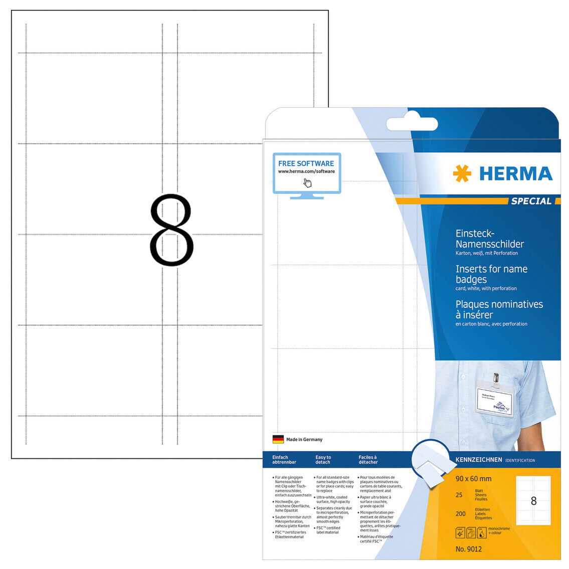 HERMA 9012 наклейка для принтеров Белый Неклейкая принтерная этикетка