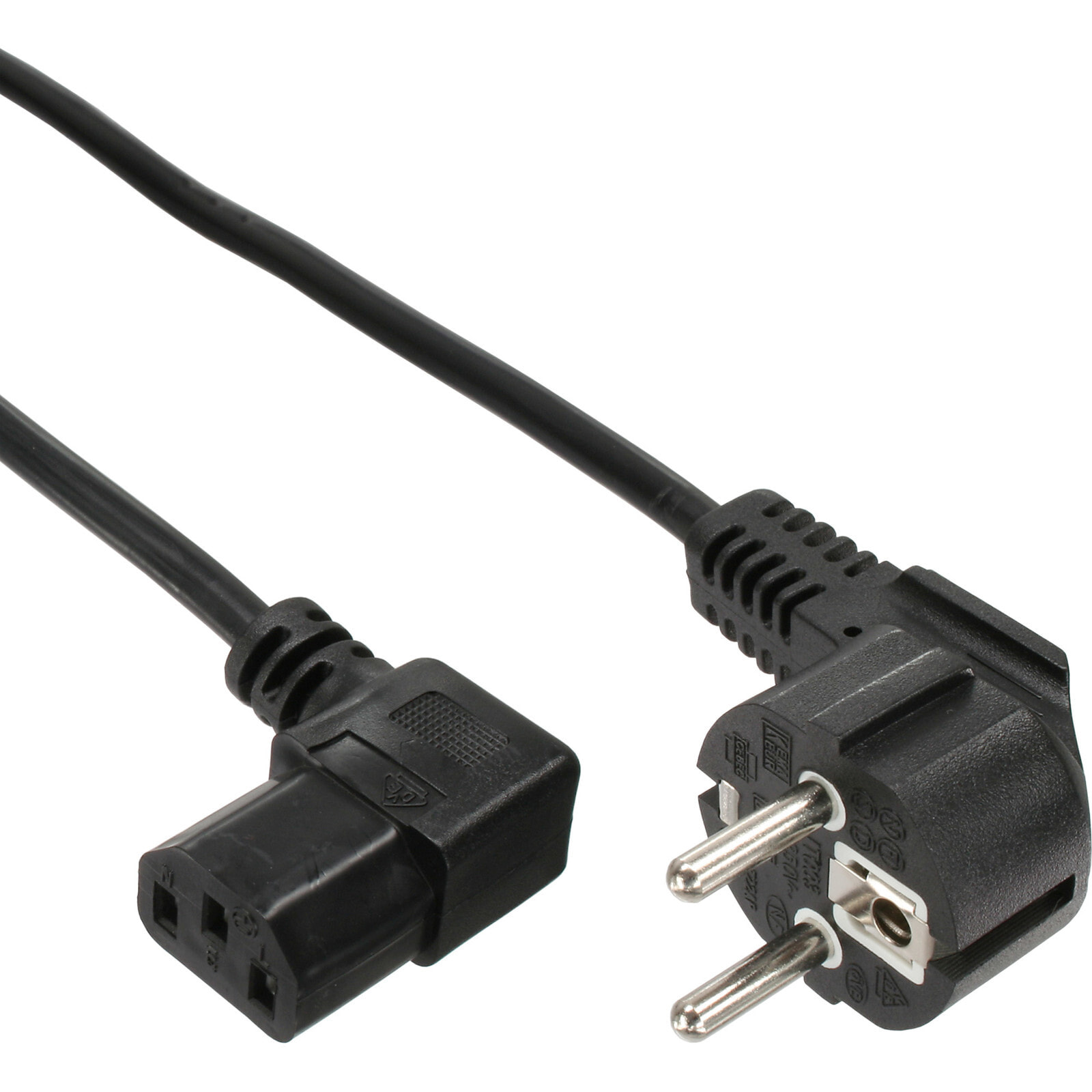 InLine 35pcs. Bulk-Pack Power Cable Type F angled C13 right angled black 1.8m - 1.8 m - Power plug type F - IEC C13