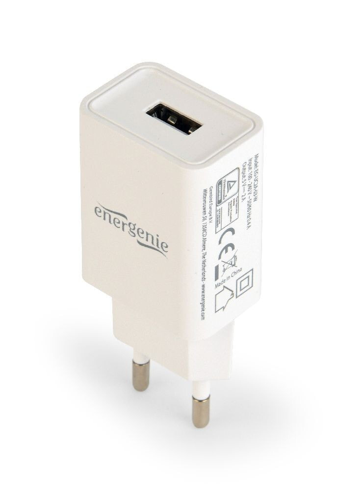 Gembird EG-UC2A-03-W зарядное устройство для мобильных устройств Для помещений Белый