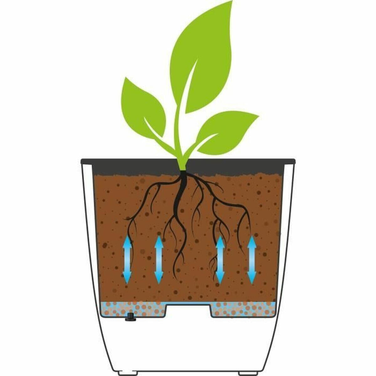Plant pot EDA 43,5 x 43,5 x 44,5 cm Black Plastic Squared Modern