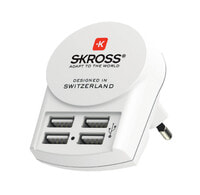 SKROSS PRO+ 4xUSB World ohne CH/I - C14 - Universal - 100 - 250 V - 50 - 60 Hz - 7 A - White