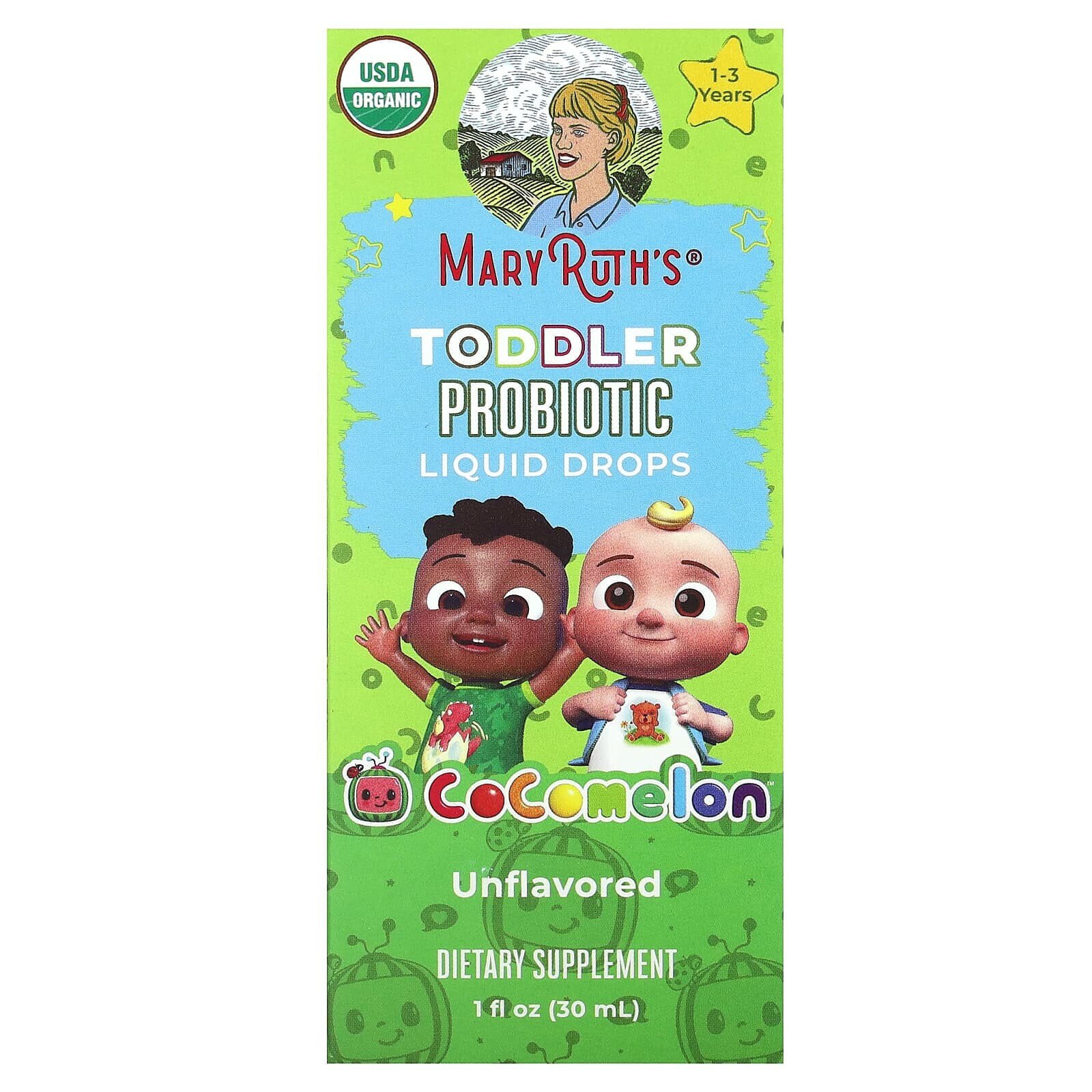 Toddler Probiotic Liquid Drops, Cocomelon, For Ages 1-3 Years, Unflavored, 1 fl oz (30 ml)