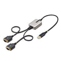 StarTech.com 2ft (60cm) 2-Port USB to Serial Adapter Cable - Interchangeable DB9 Screws/Nuts - COM Retention - USB-A to DB9 RS232 - FTDI - Level-4 ESD Protection - Windows/macOS/ChromeOS/Linux - Rugged TPE Construction - USB-A - 2 x DB-9 RS-232 - 0.6 m - 