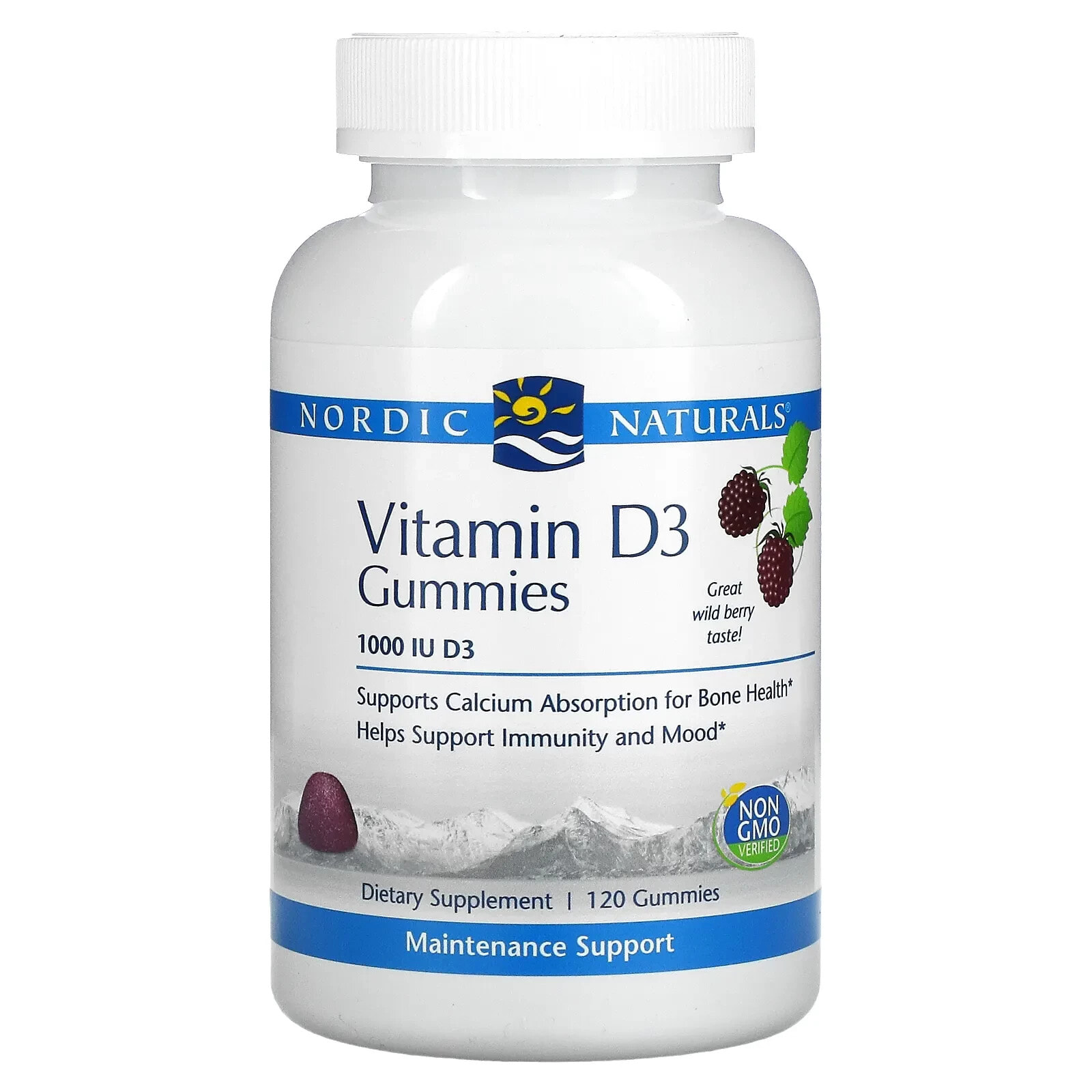 Vitamin D3 Gummies, Wild Berry, 1,000 IU, 60 Gummies