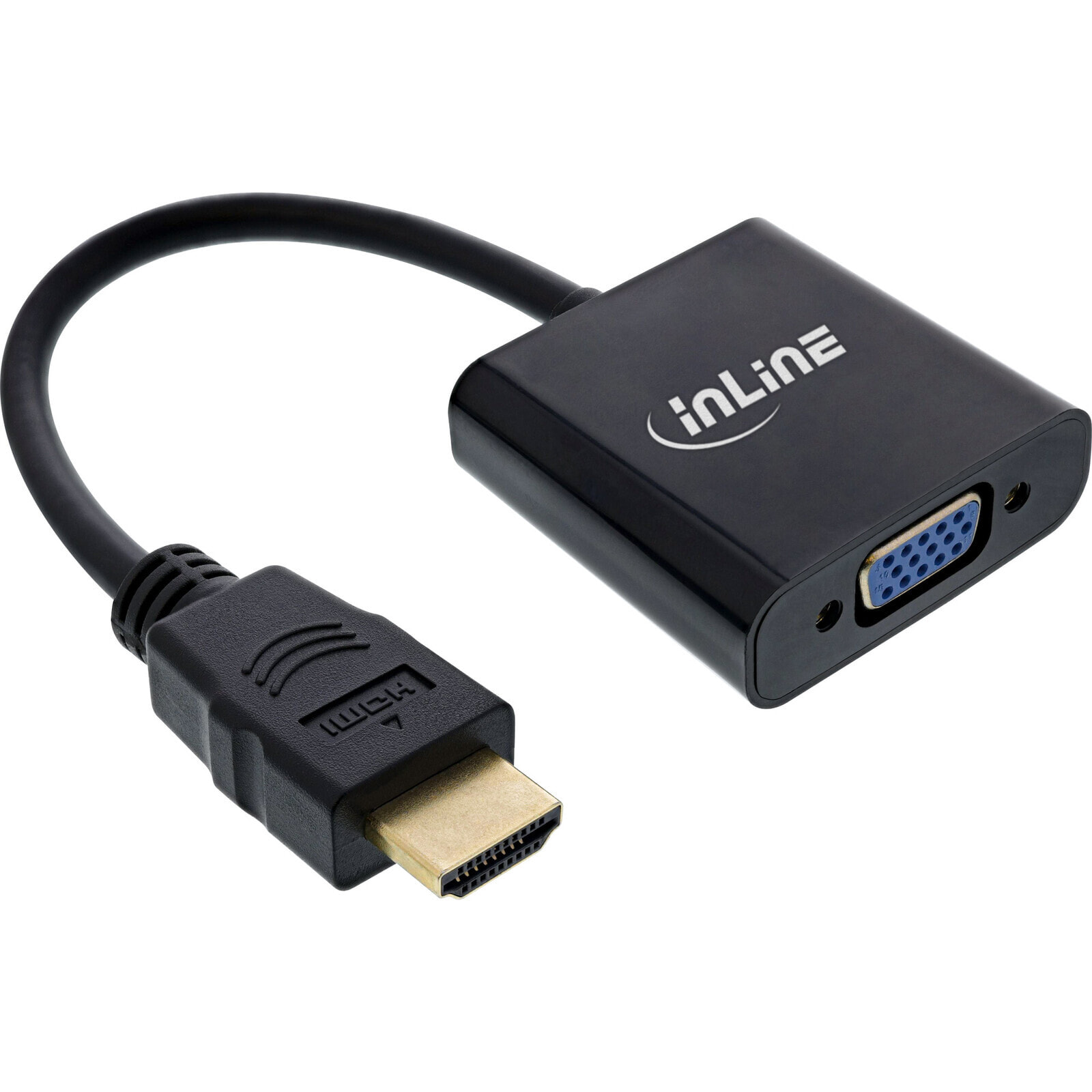 InLine Converter Cable HDMI to VGA - with Audio - Active video converter - Black - Plastic - 0.1 m - 1920 x 1080 pixels - 1280 x 1024,1600 x 1200,1920 x 1080