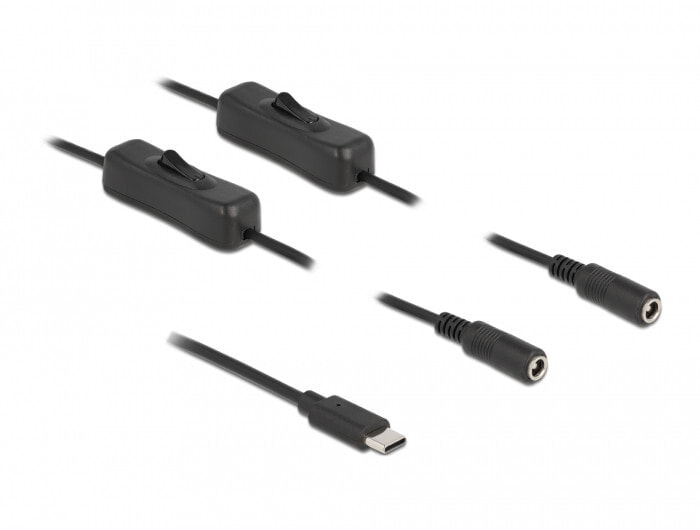 Компьютерный разъем или переходник DeLOCK 86800. Connector 1: USB Type-C, Connector 2: 2 x DC 5.5 x 2.1 mm, Cable length: 1 m. Product colour: Black