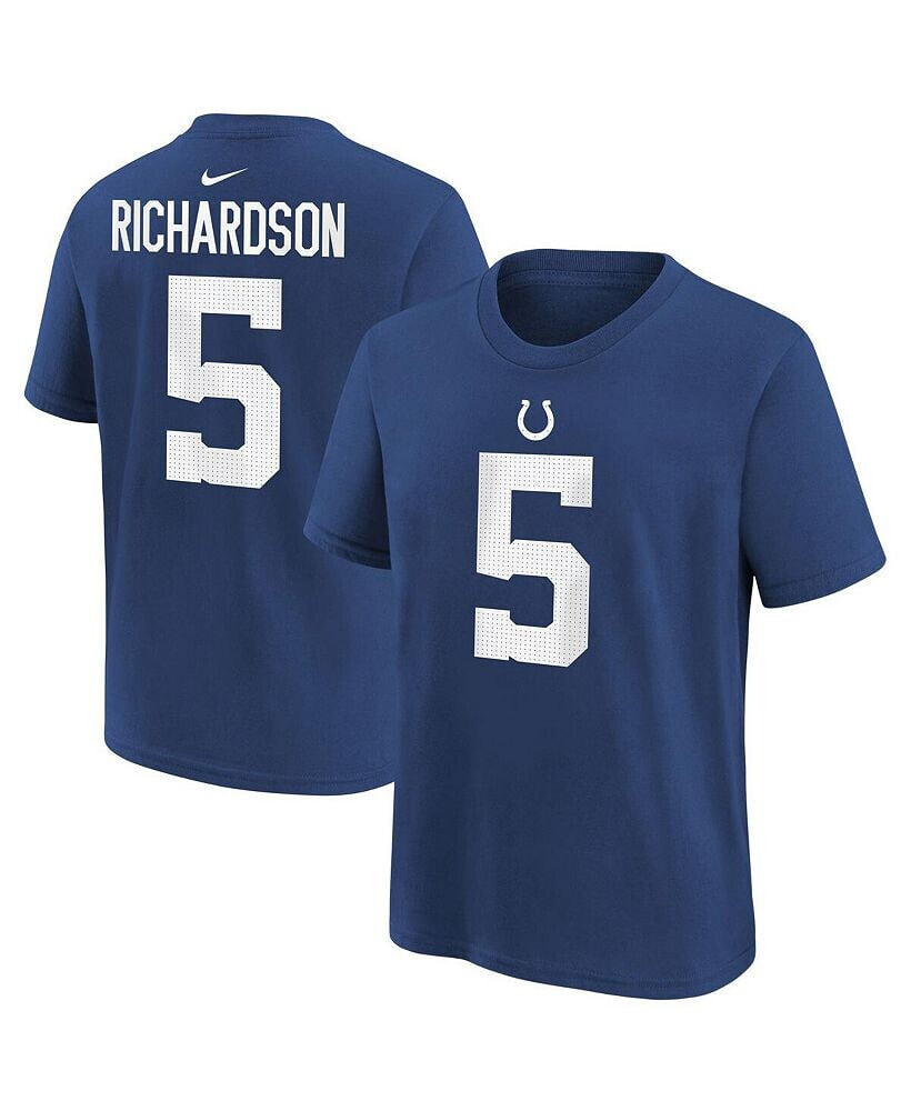 Nike big Boys Anthony Richardson Royal Indianapolis Colts 2023 NFL Draft First Round Pick Player Name and Number T-shirt