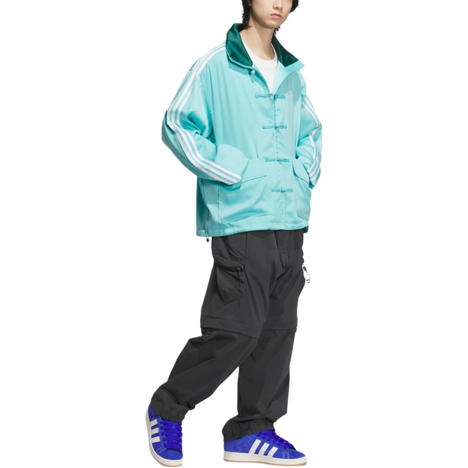 adidas originals SS24 Chinese Style Button-Stripe Jacket Mint Green