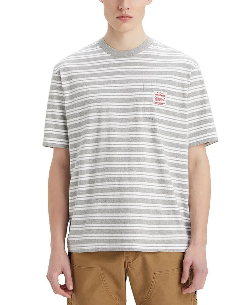 Levi's men's Workwear Relaxed-Fit Stripe Pocket T-Shirt, Created for Macy's
