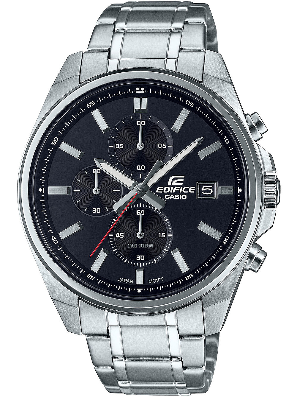 Мужские наручные часы с серебряным браслетом Casio EFV-610D-1AVUEF Edifice mens 43mm 10ATM