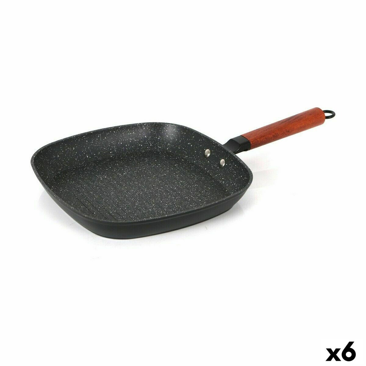 Grill pan with stripes Quttin Doha Toughened aluminium 39 x 28 x 15 cm (6 Units)