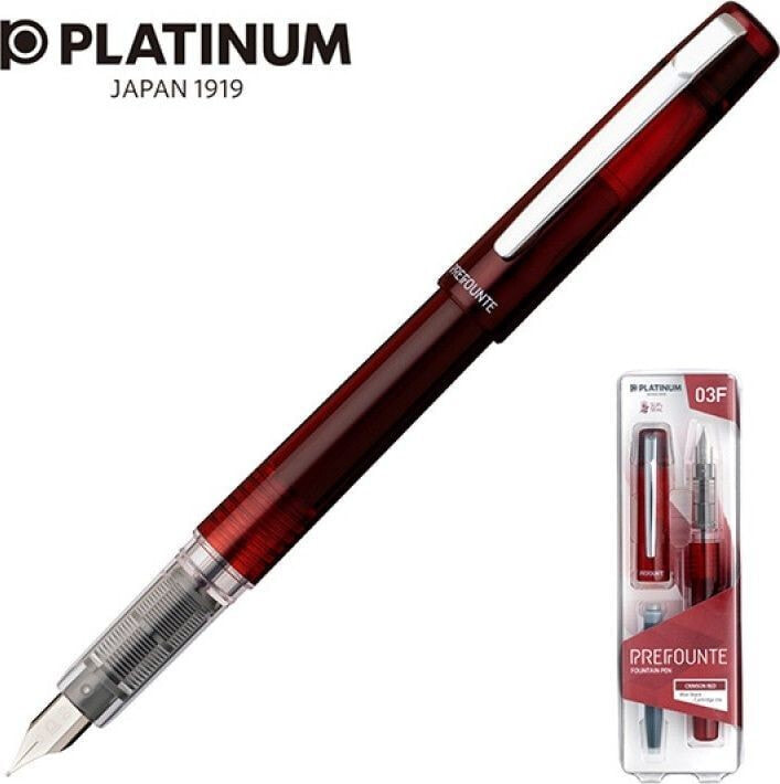 Письменная ручка Platinum Pióro wieczne Platinum Prefounte Crimson Red, F, w plastikowym opakowaniu, na blistrze, bordowe