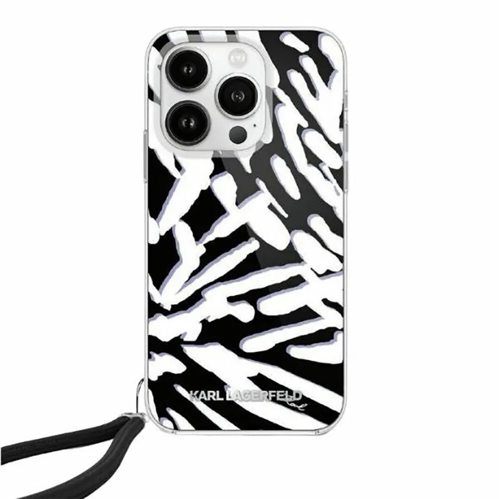 KARL LAGERFELD Klhcp15Xhzbpkcck iPhone 15 Pro Max 6.7 Iml Zebra Pattern&Cord phone case