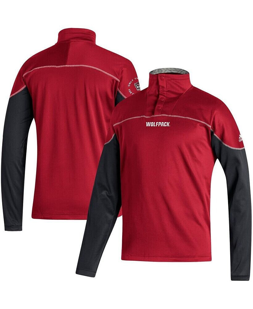 adidas men's Red NC State Wolfpack AEROREADY Knit Quarter-Snap Jacket