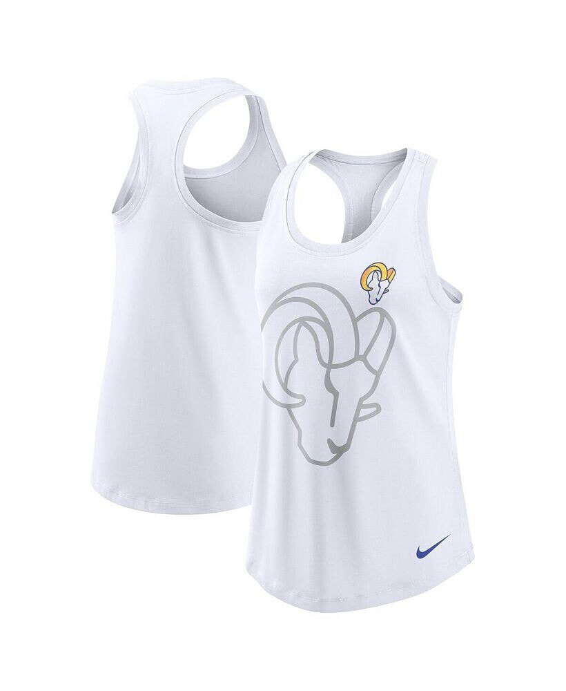 Nike women's White Los Angeles Rams Tri-Blend Scoop Neck Racerback Tank Top