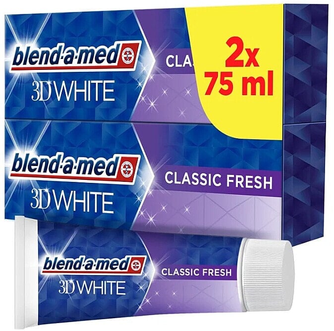 Zahnpflegeset - Blend-A-Med 3D White Classic Fresh (Zahnpasta 2x75ml)