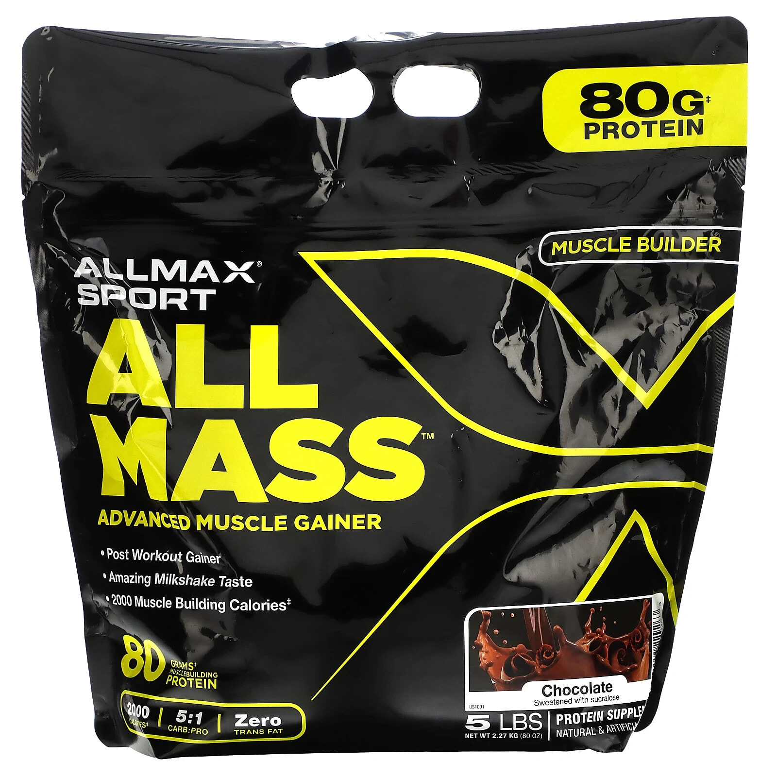 ALLMAX, Sport, All Mass, Advanced Muscle Gainer, Vanilla, 5 lbs, 2.27 kg (80 oz)