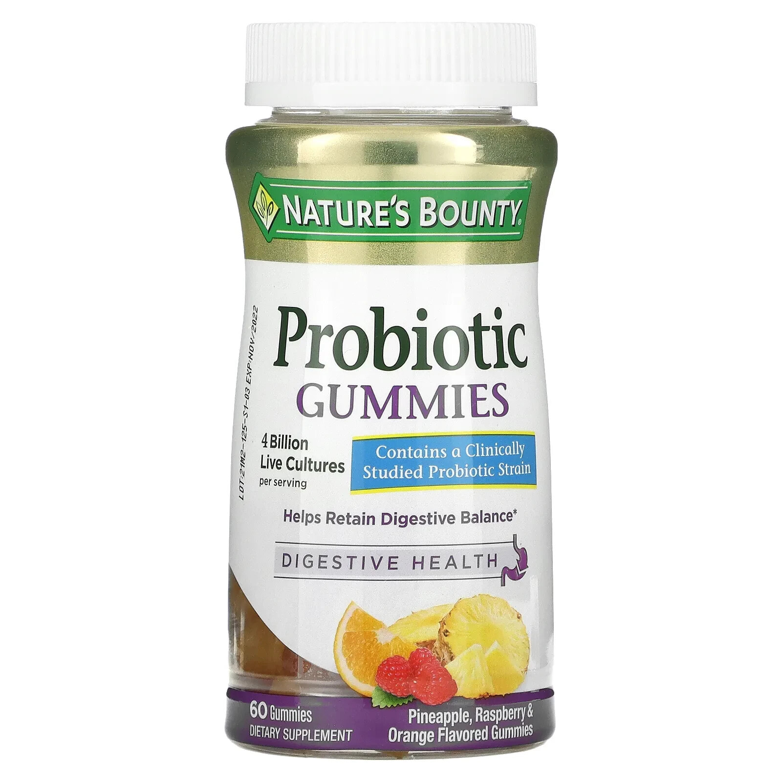 Probiotic Gummies, Pineapple, Raspberry & Orange, 4 Billion, 60 Gummies