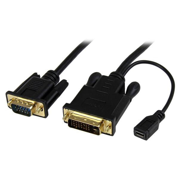 StarTech.com DVI2VGAMM6 видео кабель адаптер 1,9 m VGA (D-Sub) DVI-D + USB Черный