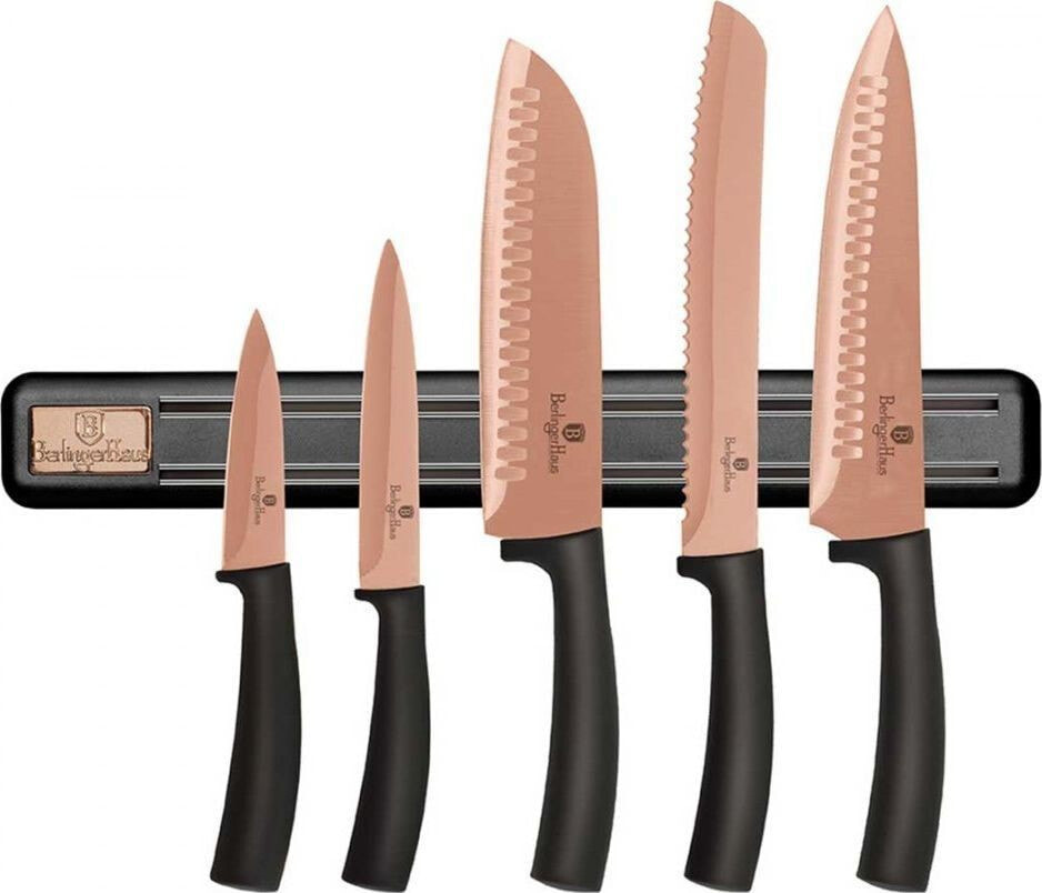 Berlinger Haus 5 KITCHEN KNIVES SET WITH BERLINGER HAUS BH-2614 ROSE GOLD MILL