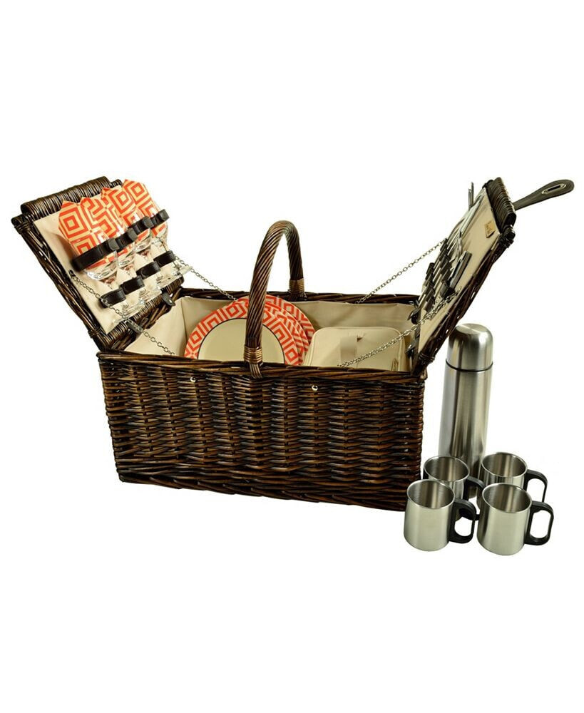Buckingham Willow Picnic Basket with Coffee Set - Service for 2