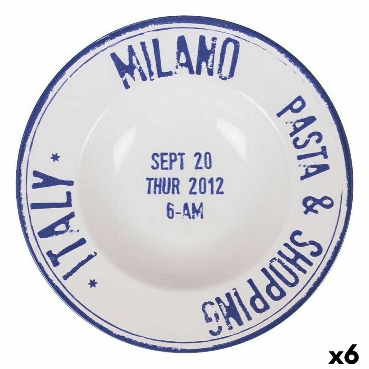 Pasta Dish Santa Clara Milano Porcelain Ø 28 cm Blue (6 Units)