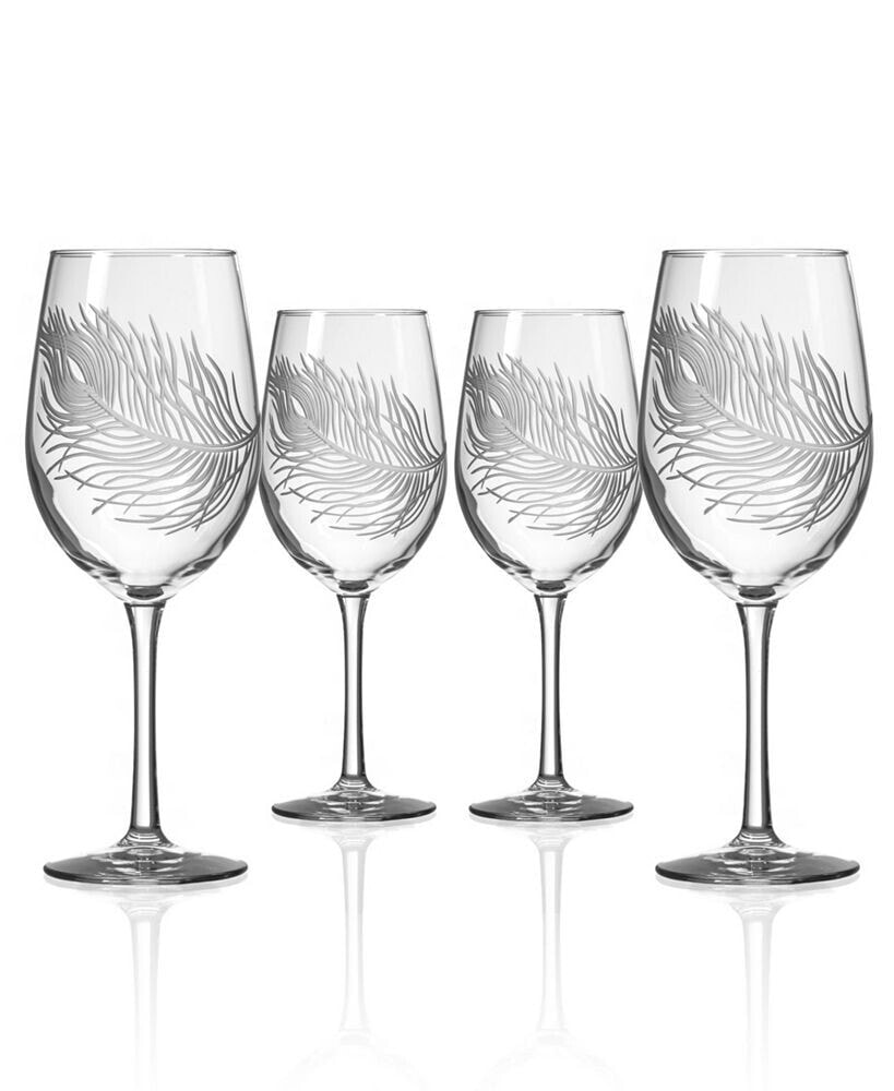 Peacock White Wine 12Oz - Set Of 4 Glasses