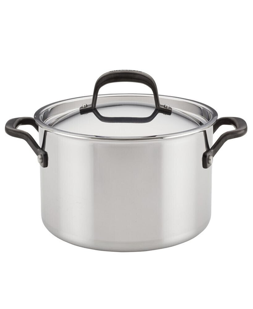 5-Ply Clad Stainless Steel 6 Quart Induction Stockpot with Lid