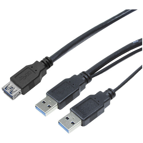 LogiLink USB 3.0 Y, 1m USB кабель 3.2 Gen 1 (3.1 Gen 1) USB A Micro-USB B Черный CU0072