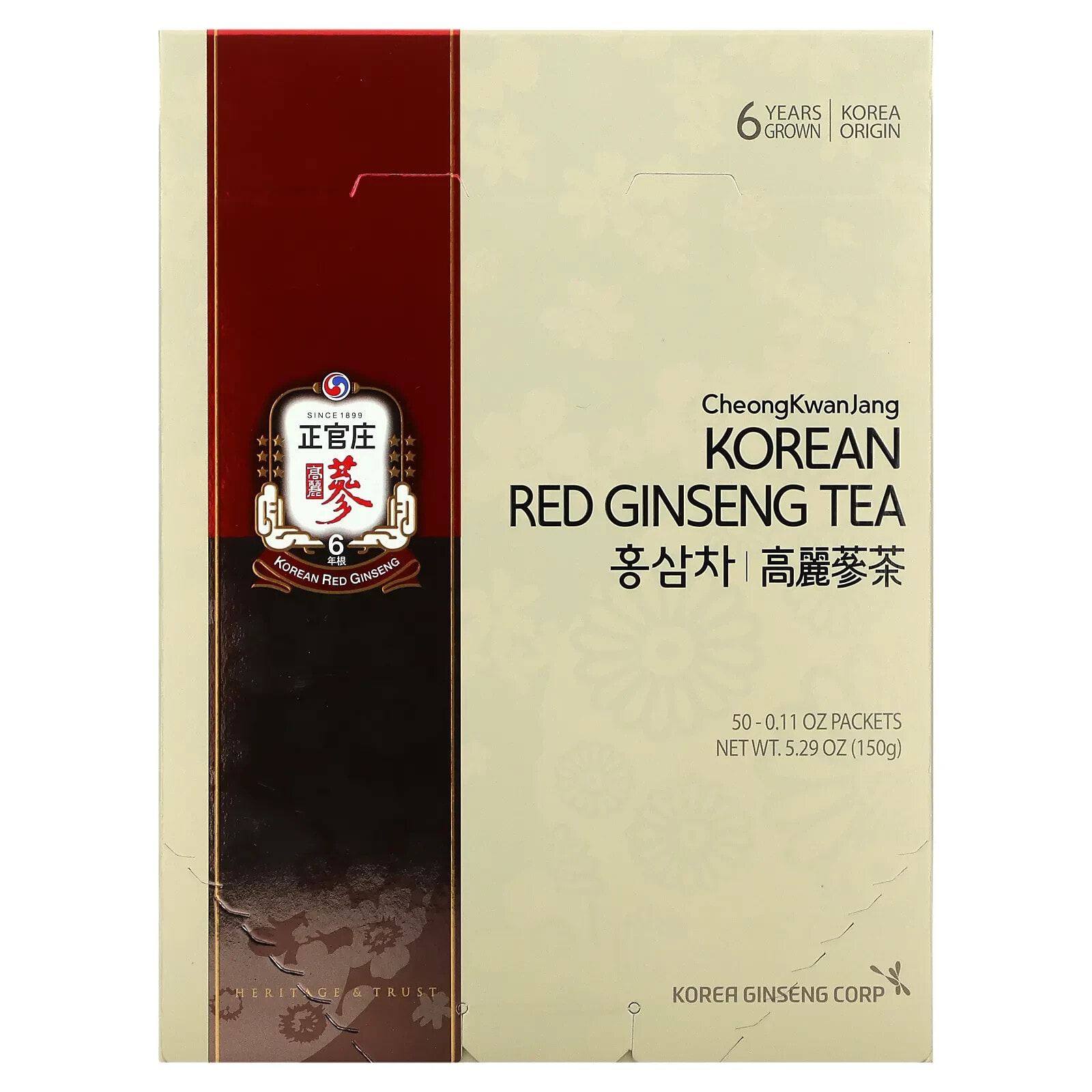 Korean Red Ginseng Tea, 50 Packets, 0.11 oz (3 g) Each