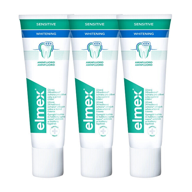 ELMEX Sensitive Whitening Toothpaste Отбеливающая паста с аминофторидом для чувствительных зубов 3 x 75 мл