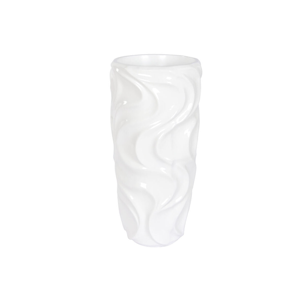 Planter Home ESPRIT White Fibreglass Waves 35 x 35 x 71 cm