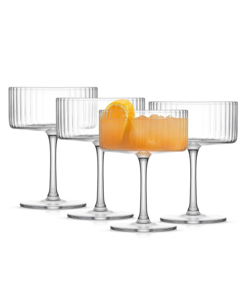 JoyJolt elle Ribbed Coupe Martini Glasses, Set of 4