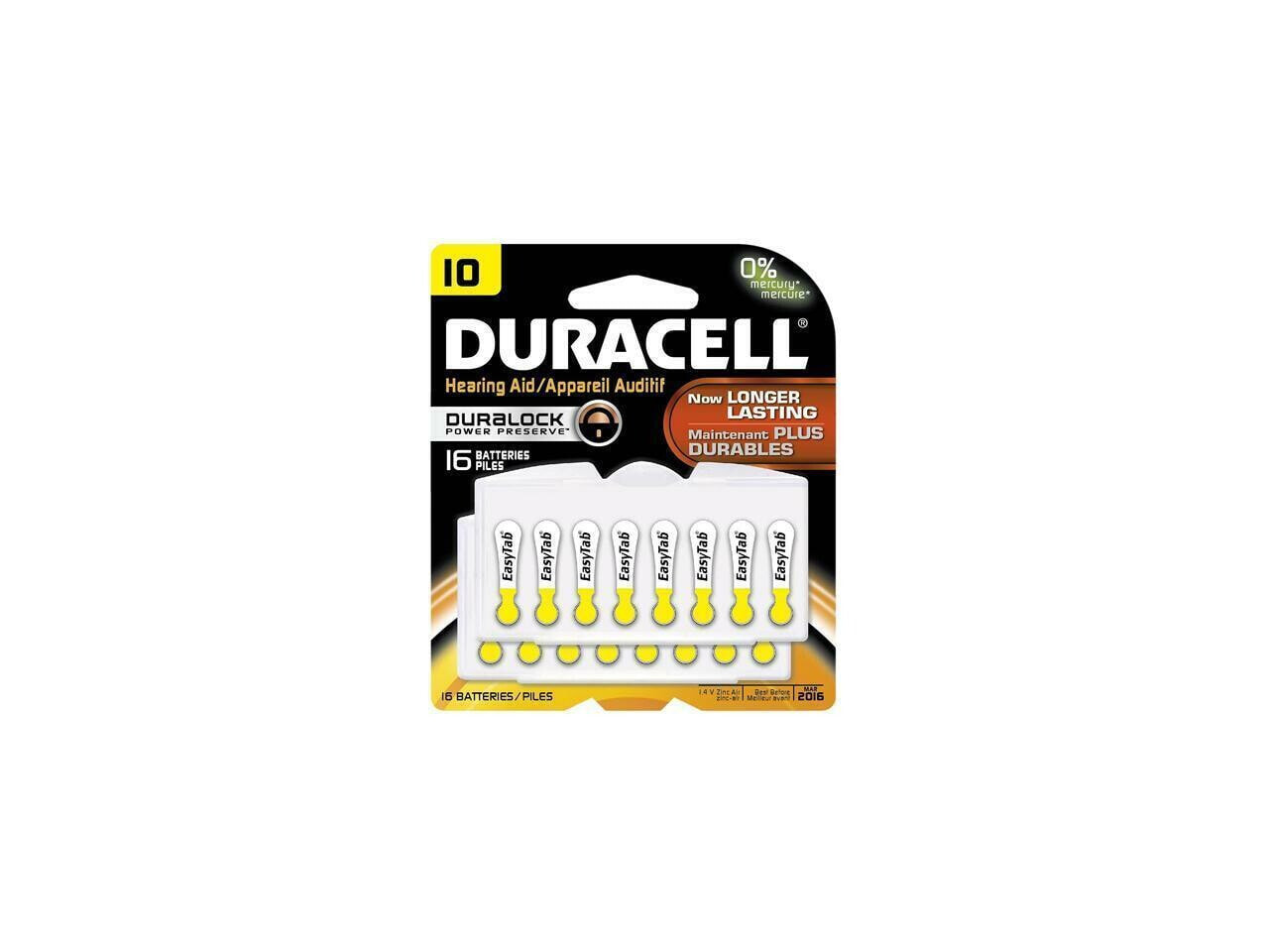 DURACELL Hearing Aid Easy Tab 10 Battery, 16-pack