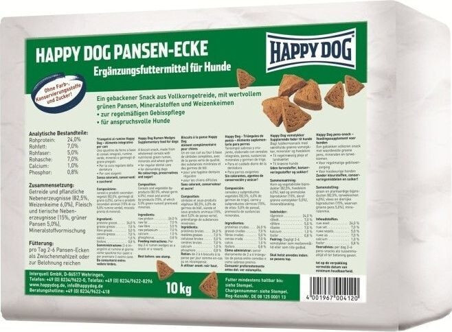 Happy Dog NaturCroq Pansen-Ecken, rożki ze żwaczem, przysmak dla średnich i dużych psów, 5 kg
