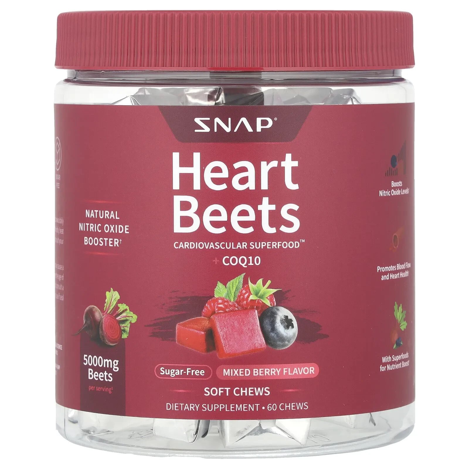 Heart Beets + CoQ10, Mixed Berry, 60 Soft Chews