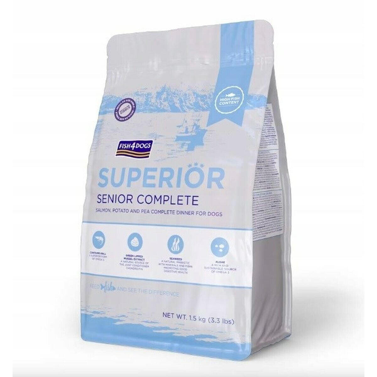 Fodder FISH4DOGS Superior Senior Complete Medium Salmon Salmon 1,5 Kg