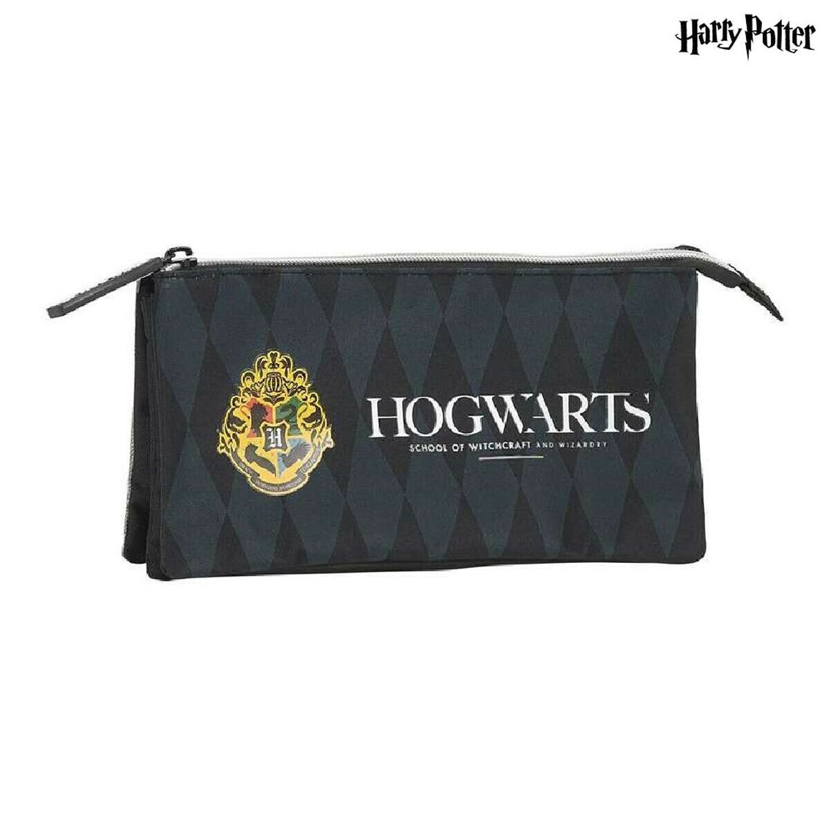 Holdall Harry Potter Hogwarts Triple Harry Potter Black Grey (22 x 12 x 3 cm) (22 x 3 x 12 cm)