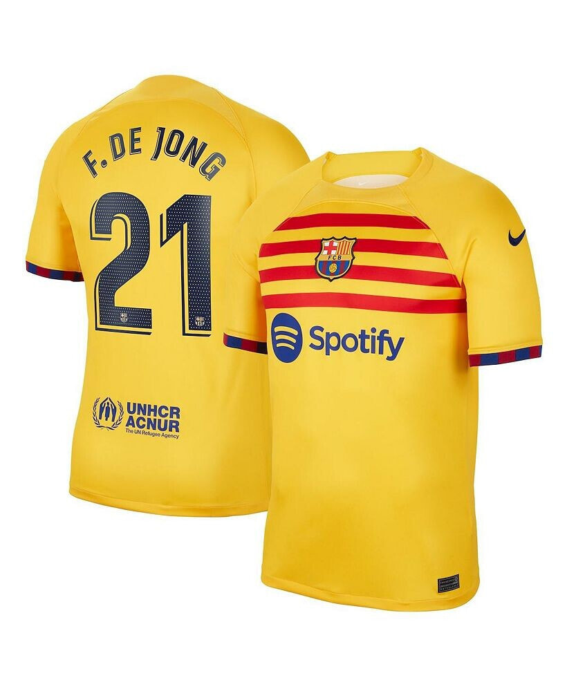 Nike big Boys Frenkie de Jong Yellow Barcelona 2022/23 Fourth Breathe Stadium Replica Player Jersey