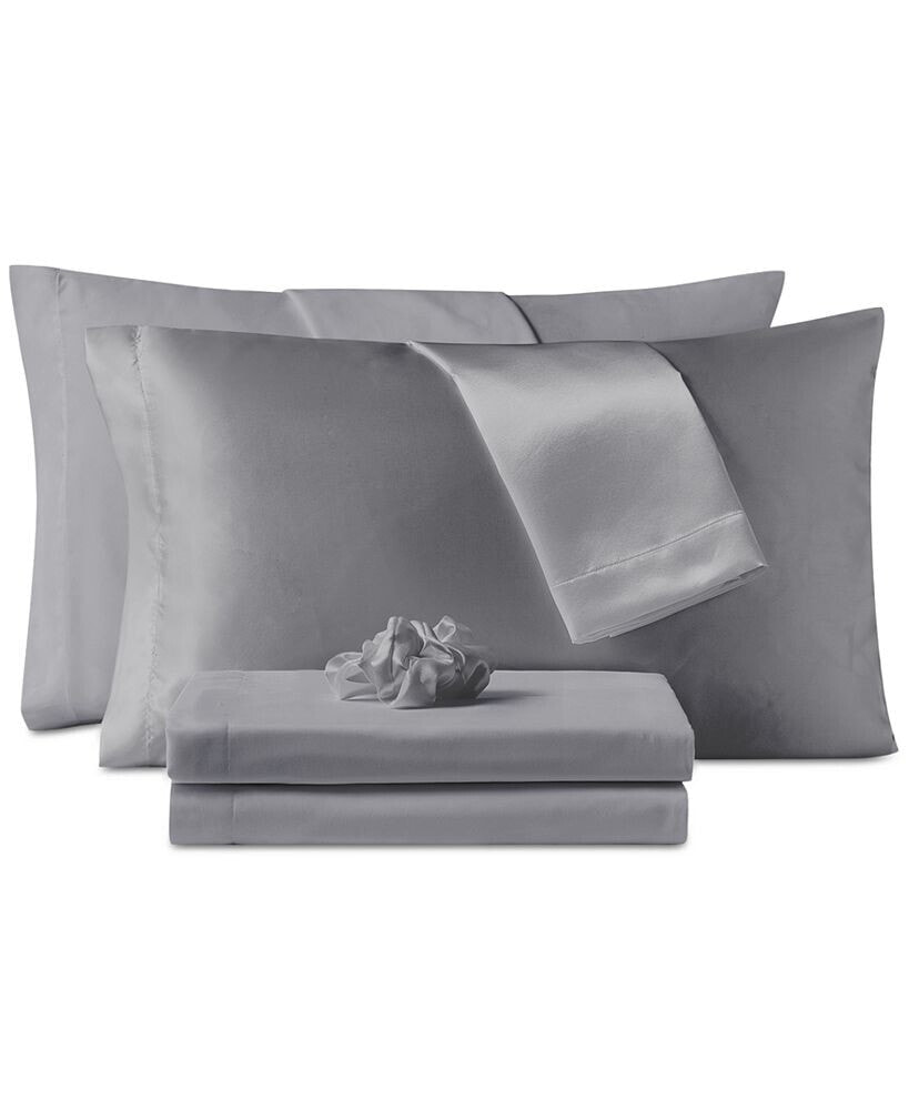 Sanders microfiber 7-Pc. Sheet Set with Satin Pillowcases and Satin Hair-Tie, Full