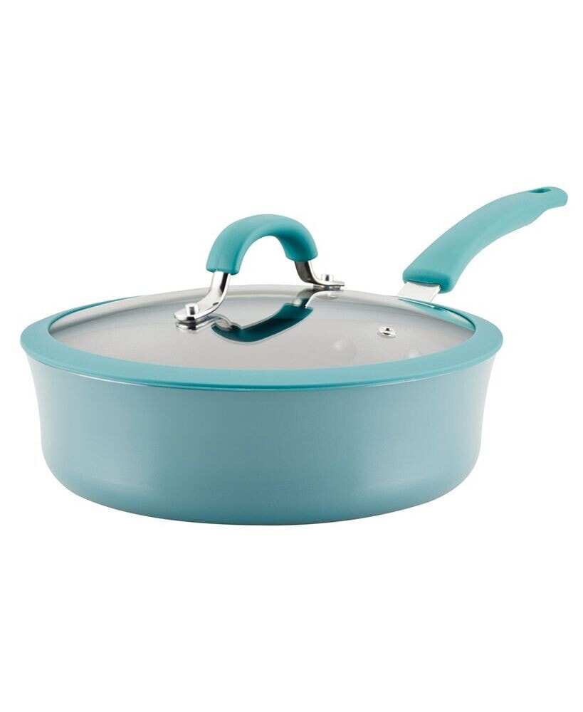 Rachael Ray cook + Create Aluminum Nonstick Saute Pan with Lid, 3 Quart